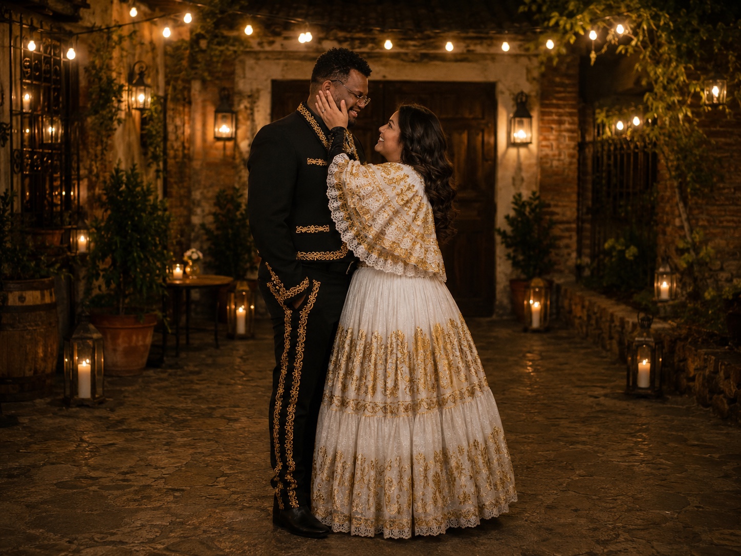 Abrahan y Sandy mirándose frente a la casona
